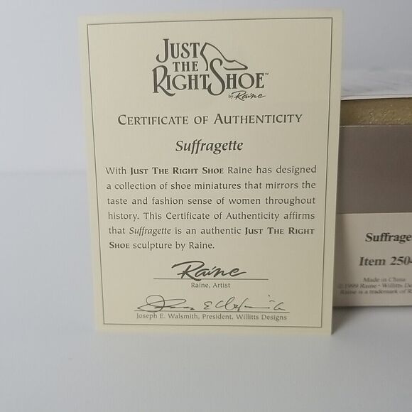 Just The Right Shoe by Raine Suffragette 25041 w/ Box & COA Fashion Figurine '99 - Picture 8 of 8